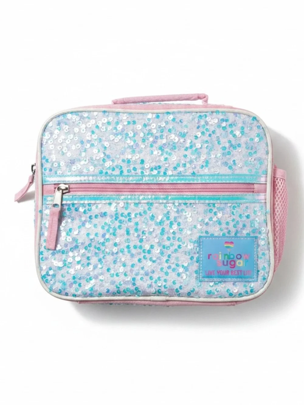 Rainbow Sugar Sequin Iridescent Insulated Lunch Bag School Cooler Pink Girls O/S